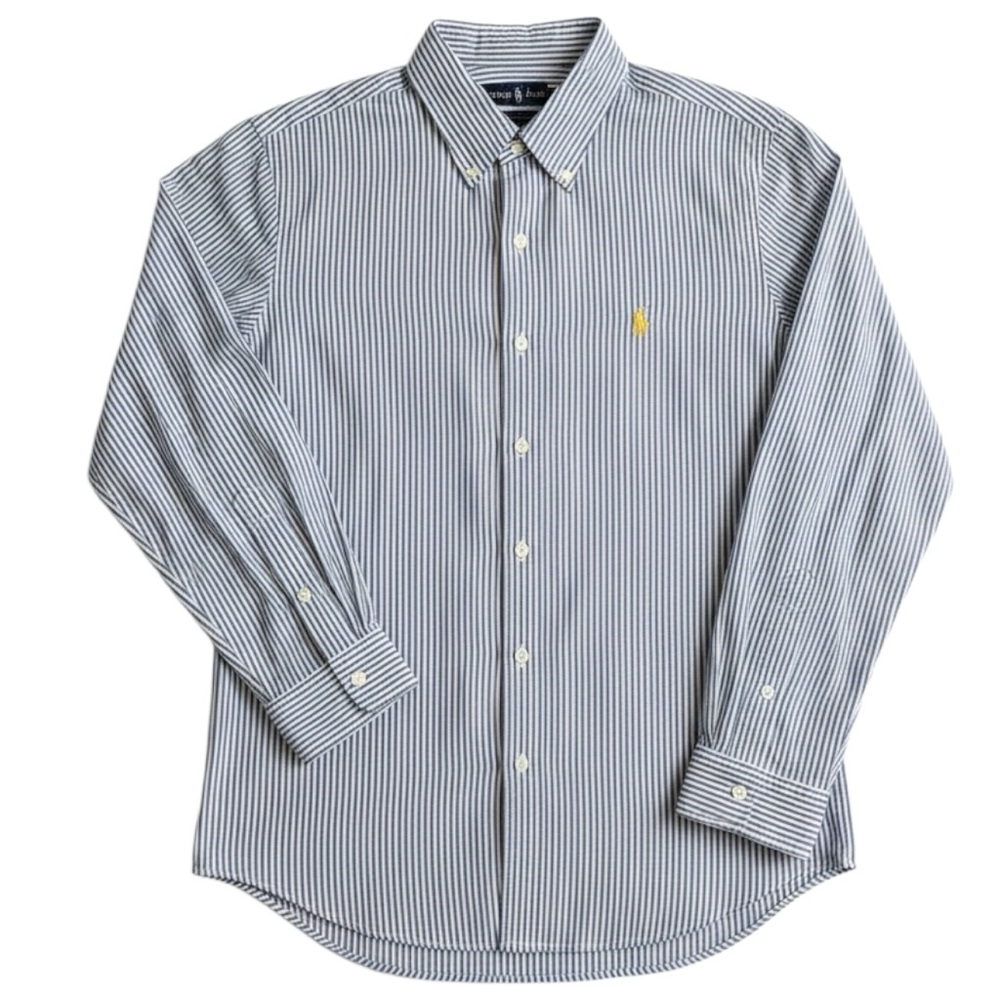 **SOLD**Ralph Lauren Button Down Shirt Men's Classic Striped Blue White Large